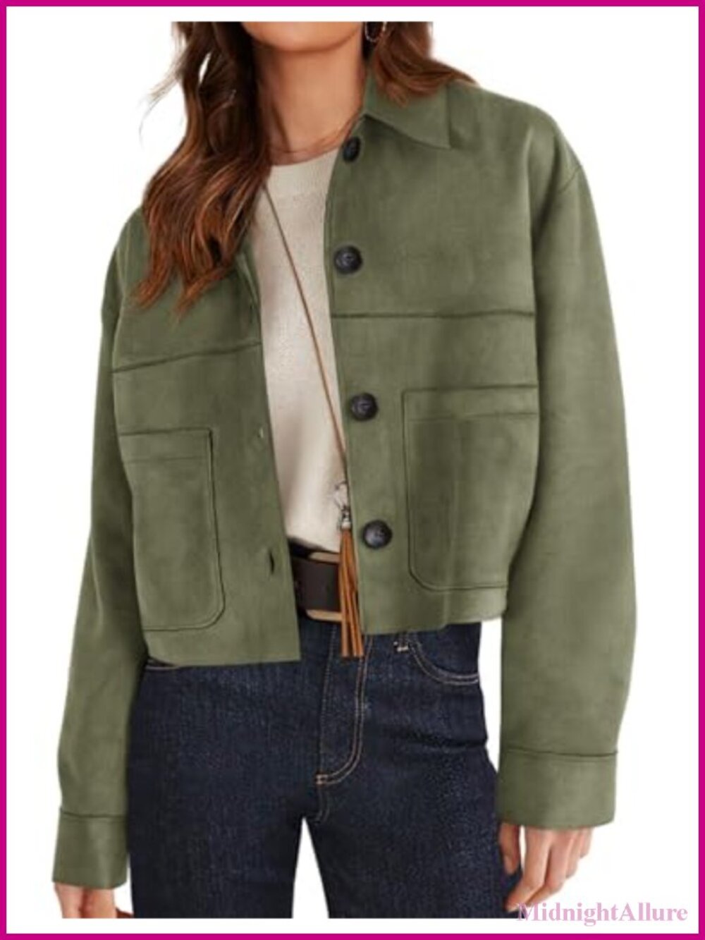 Faux Suede Shacket Jacket Lightweight Cropped Coat